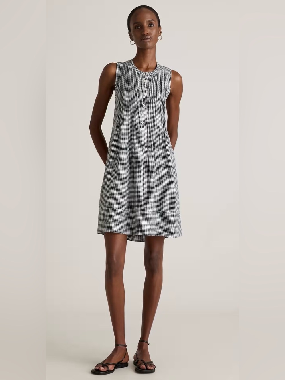 Quince Black and White Gingham Dress